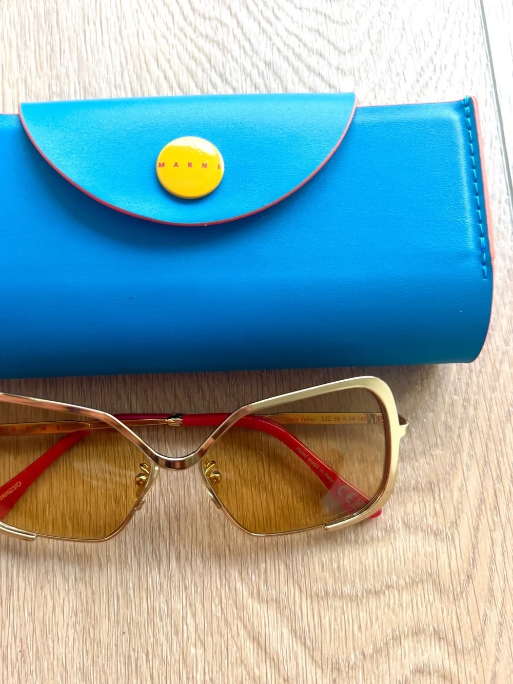 Marni Turquoise Sunglasses Case with Yellow Button